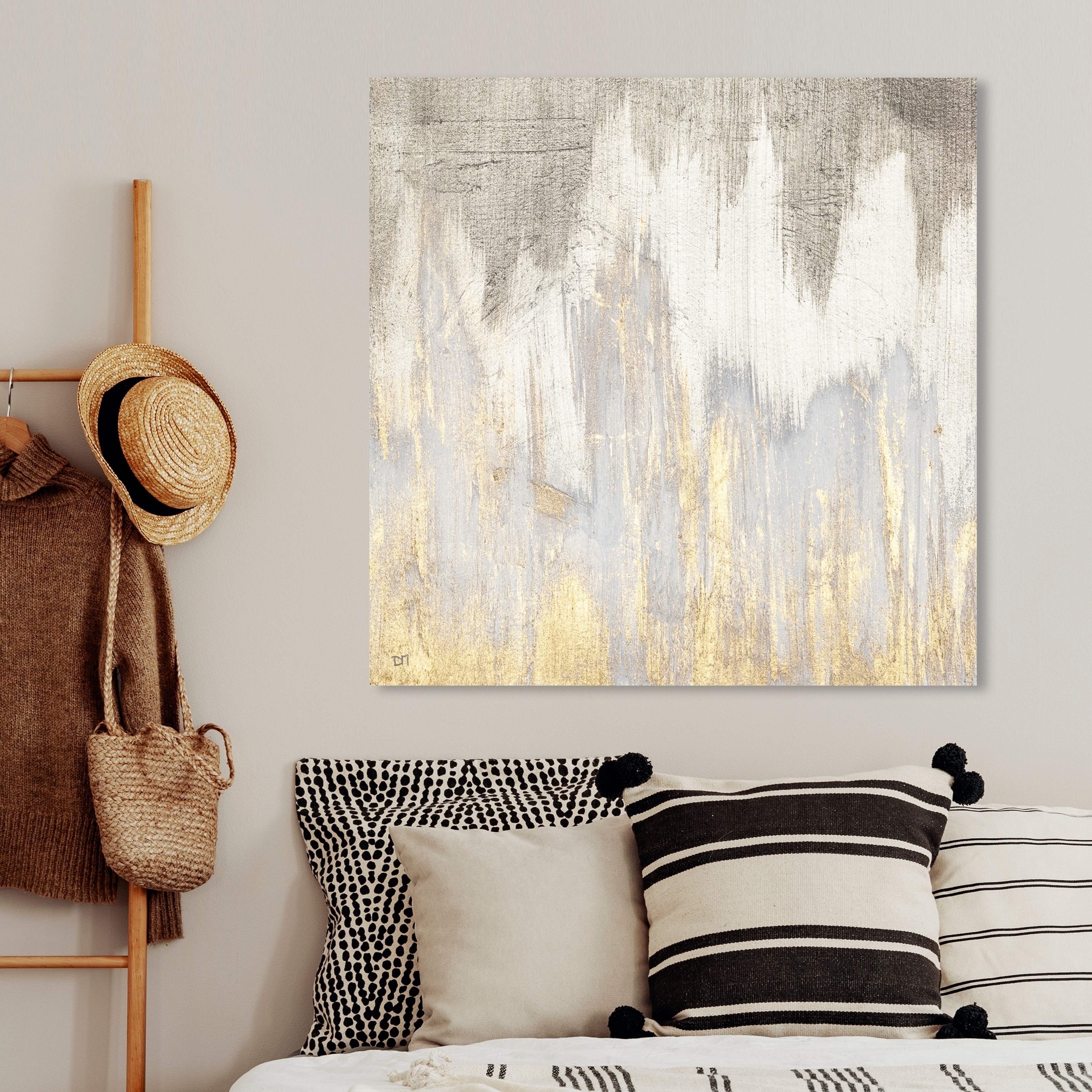 Oliver Gal Golden Caves Abstract Wall Art Canvas Print Gray Gold Overstock