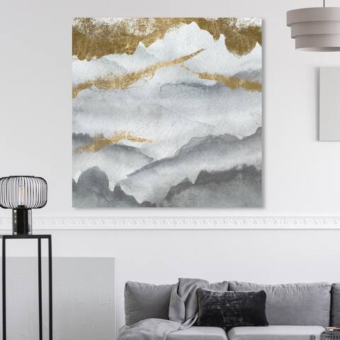Oliver Gal 'Tibet Mountains' Abstract Wall Art Canvas Print - Gray, Gold