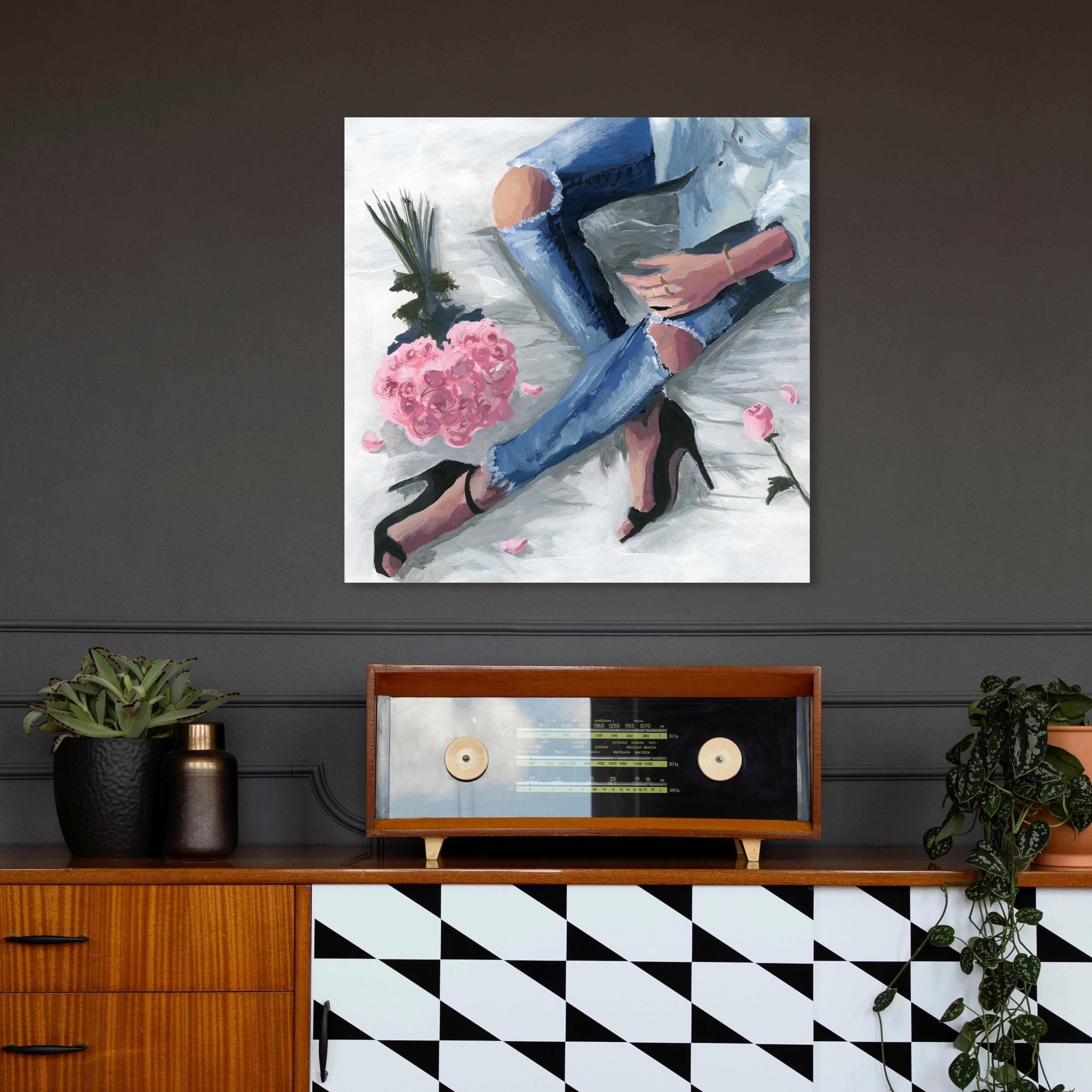 Oliver Gal 'Romantic Jeans' Fashion and Glam Wall Art Canvas Print