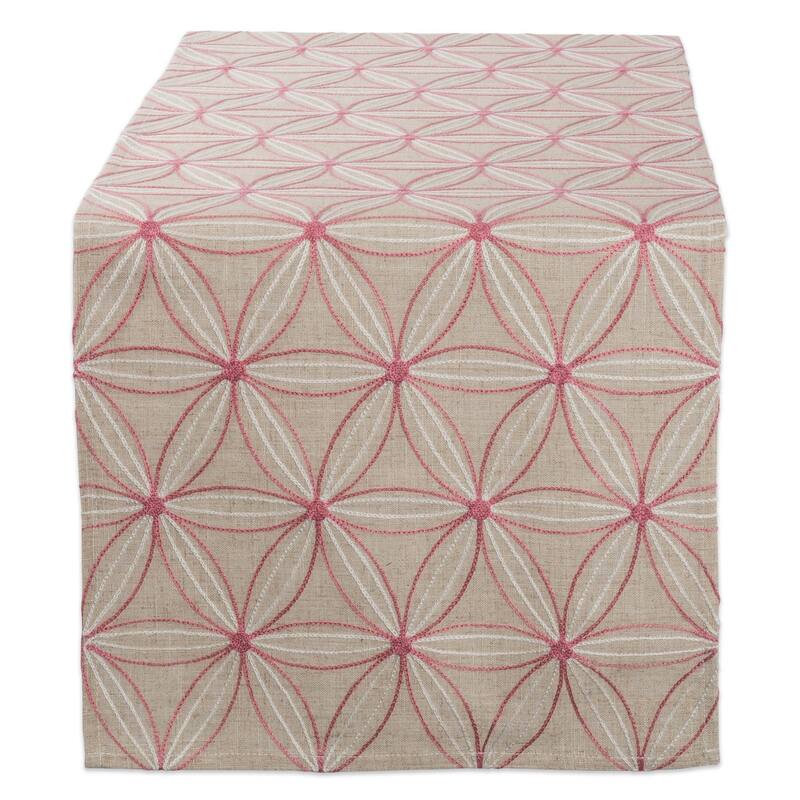 DII Embroidered Table Runner - Flowers on Natural Base