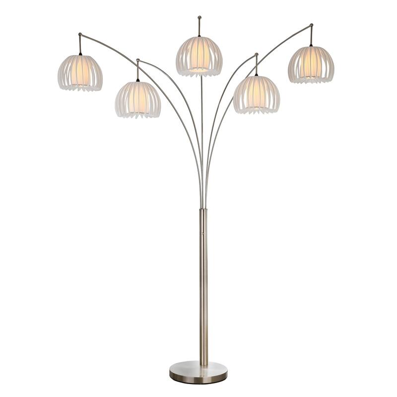 Artiva Jellyfish 89" 5-Arc Brushed Steel Nickel LED Floor Lamp w/ Dimmer