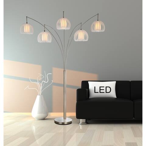 Artiva Jellyfish 89" 5-Arc Brushed Steel Nickel LED Floor Lamp w/ Dimmer