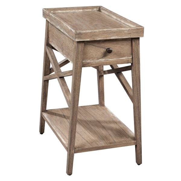Rectangular Solid Wood Chairside Table with Shelf and Drawer Hekman