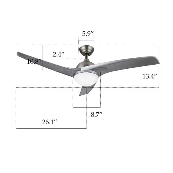 Shop Co Z 52 Inch Modern 3 Blade Ceiling Fan With Light Kit And