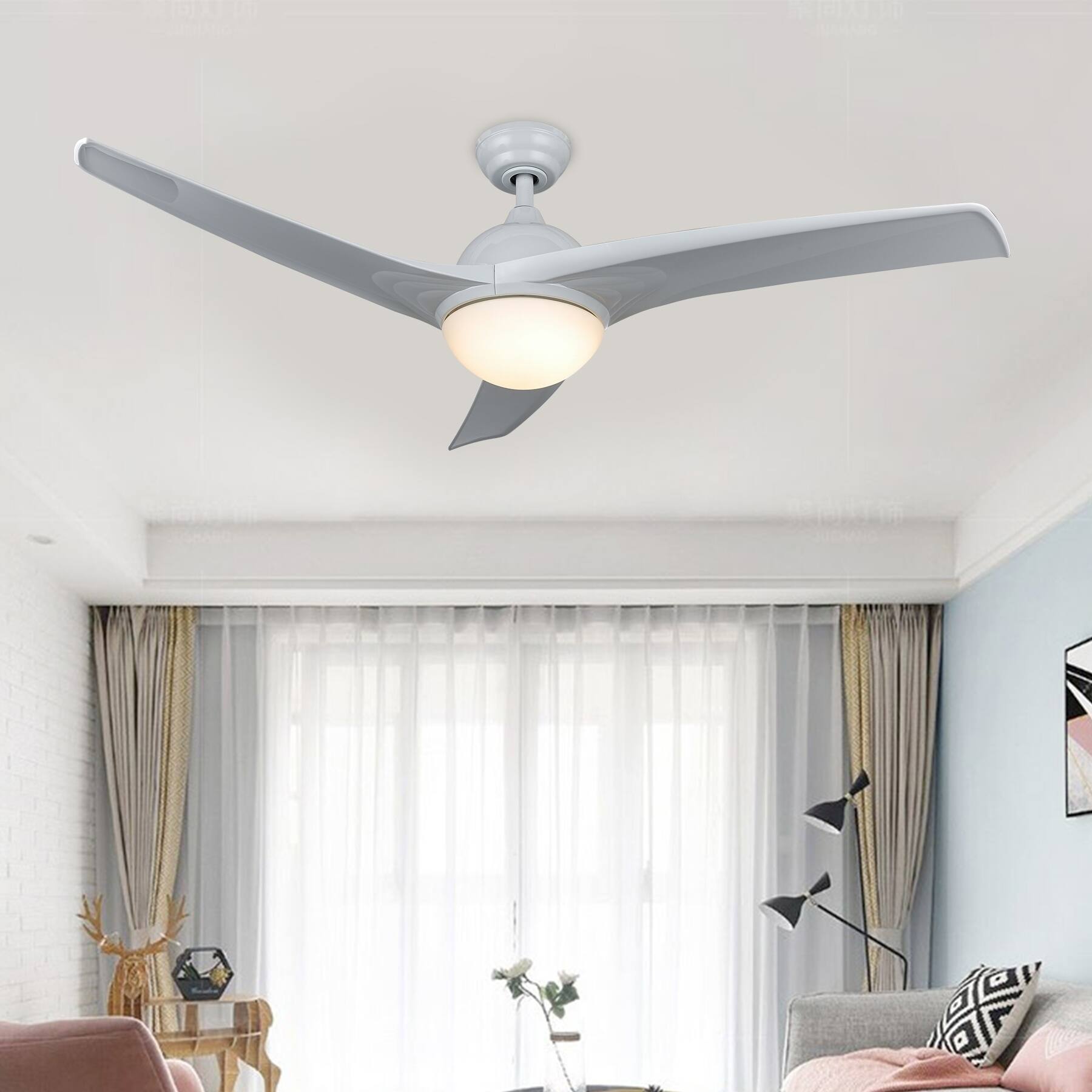 Co Z 52 Inch Modern 3 Blade Ceiling Fan With Light Kit And Remote Control