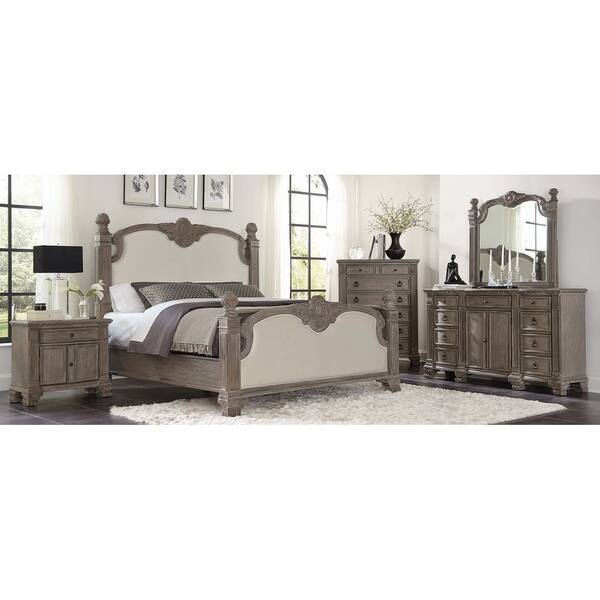 Shop Colby Ivory And Vintage Grey 4 Piece Bedroom Set With 2