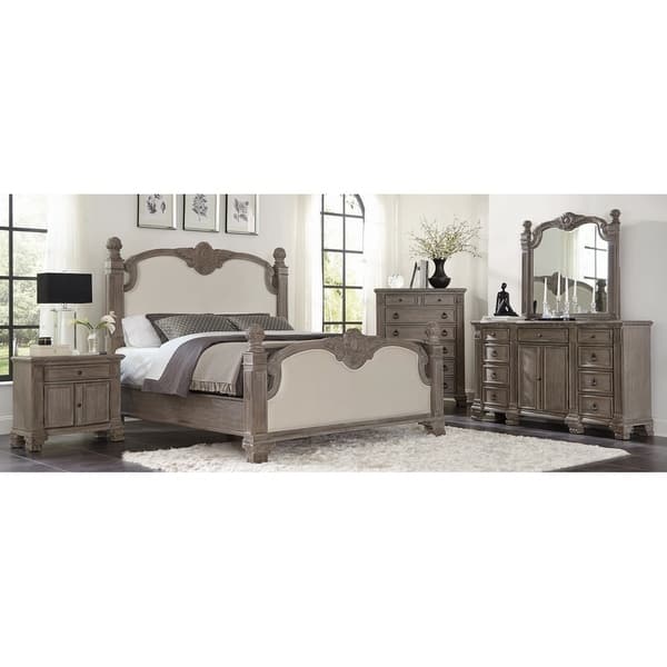 Colby Ivory And Vintage Grey 6 Piece Panel Bedroom Set Overstock 28370641