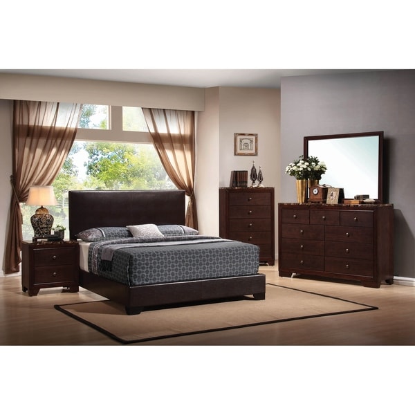 Clara Dark Brown and Cappuccino 3-piece Panel Bedroom Set with Chest