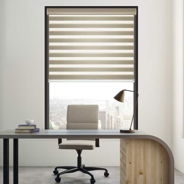 CHICOLOGY Dual Layer & Privacy Free-Stop Cordless Zebra Roller Shades 