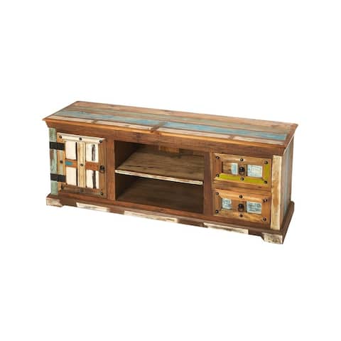 Butler Reverb Transitional Painted Rustic Rectangular Entertainment Console - Multicolor - 58 inches