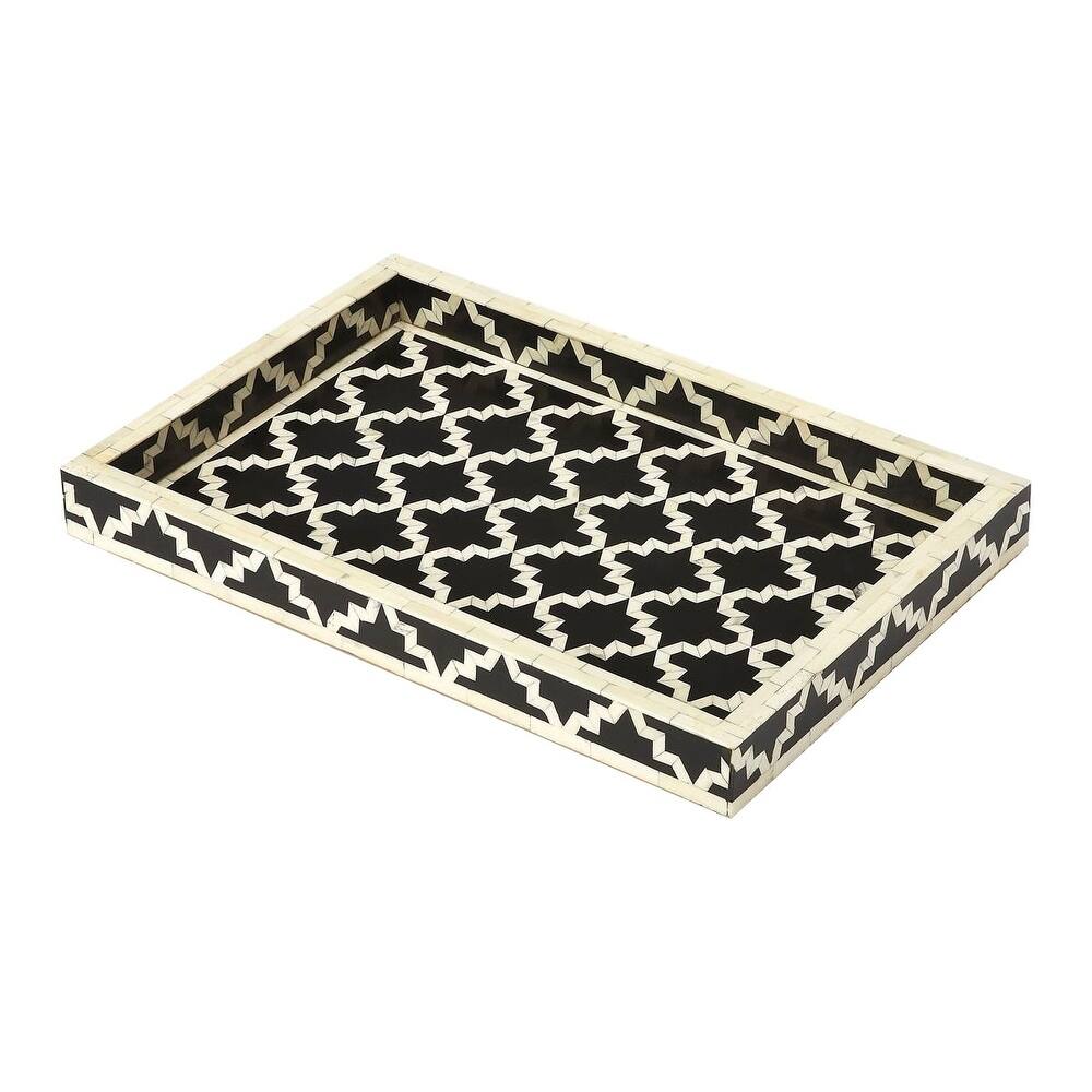 Butler Mayssa Traditional Black Bone Inlay Rectangular Serving Tray