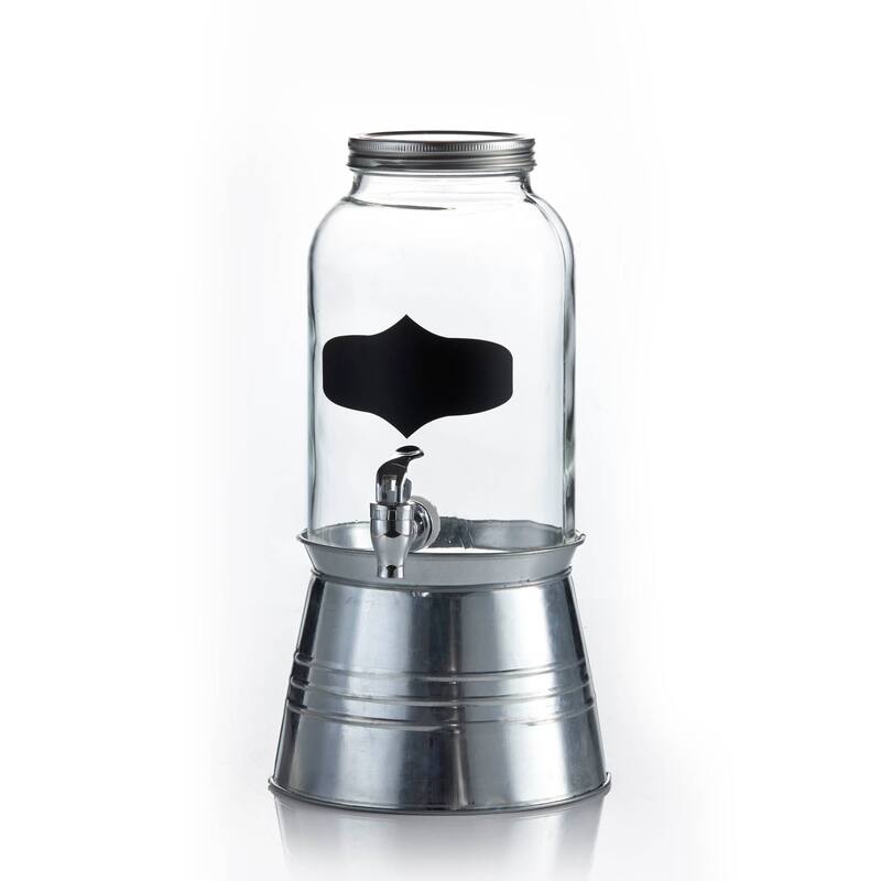 Style Setter Bristol Glass Beverage Dispenser with Ice Bucket Stand Water Wine Juice Great for Parties, Weddings and More