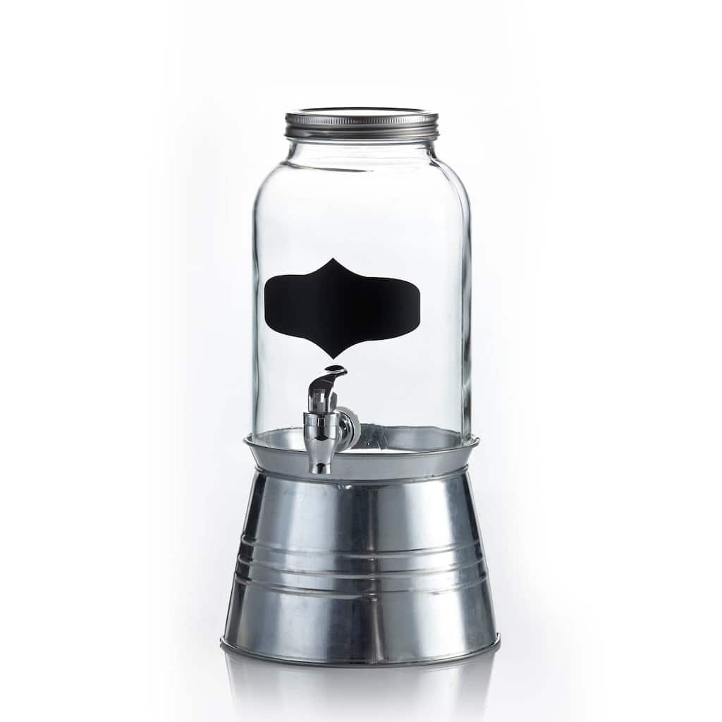 Style Setter Bristol Glass Beverage Dispenser with Ice Bucket Stand Water Wine Juice Great for Parties, Weddings and More