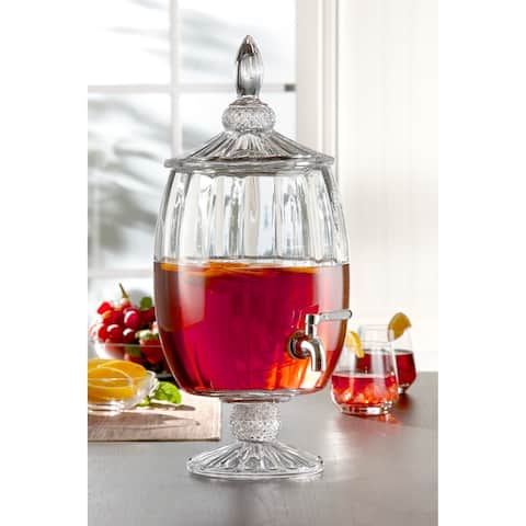 Fifth Avenue Madison Optic Glass Beverage Dispenser Cold Drink Wine Juice Great for Parties, Entertainment, Weddings and More