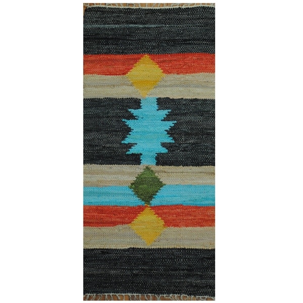 Handmade One-of-a-Kind Wool Kilim (India) - 2' x 4'3