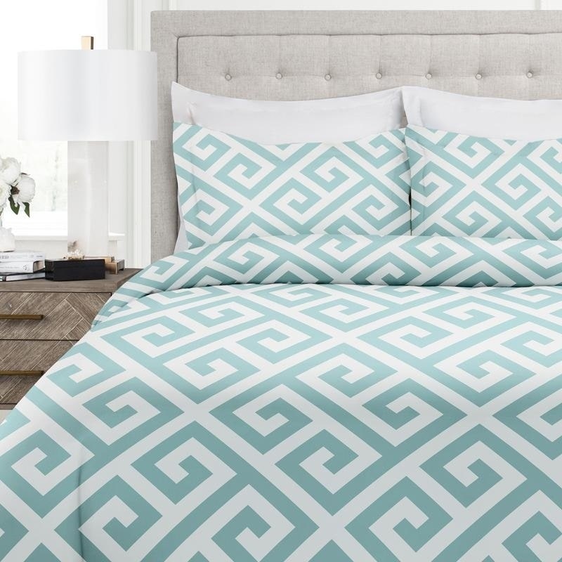 Shop Italian Collection 3 Piece Duvet Cover Set With Greek Key