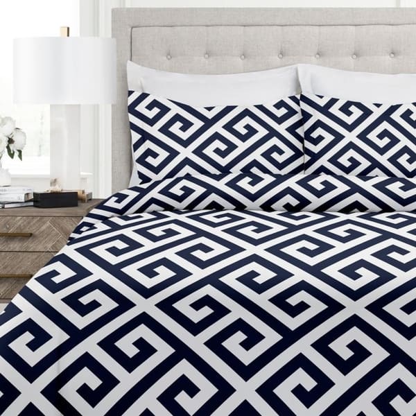 Shop Italian Collection 3 Piece Duvet Cover Set With Greek Key