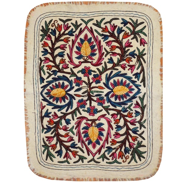 Handmade One-of-a-Kind Suzani Namad (Uzbekistan) - 3' x 4'
