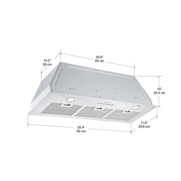 ancona under counter range hood with night light feature