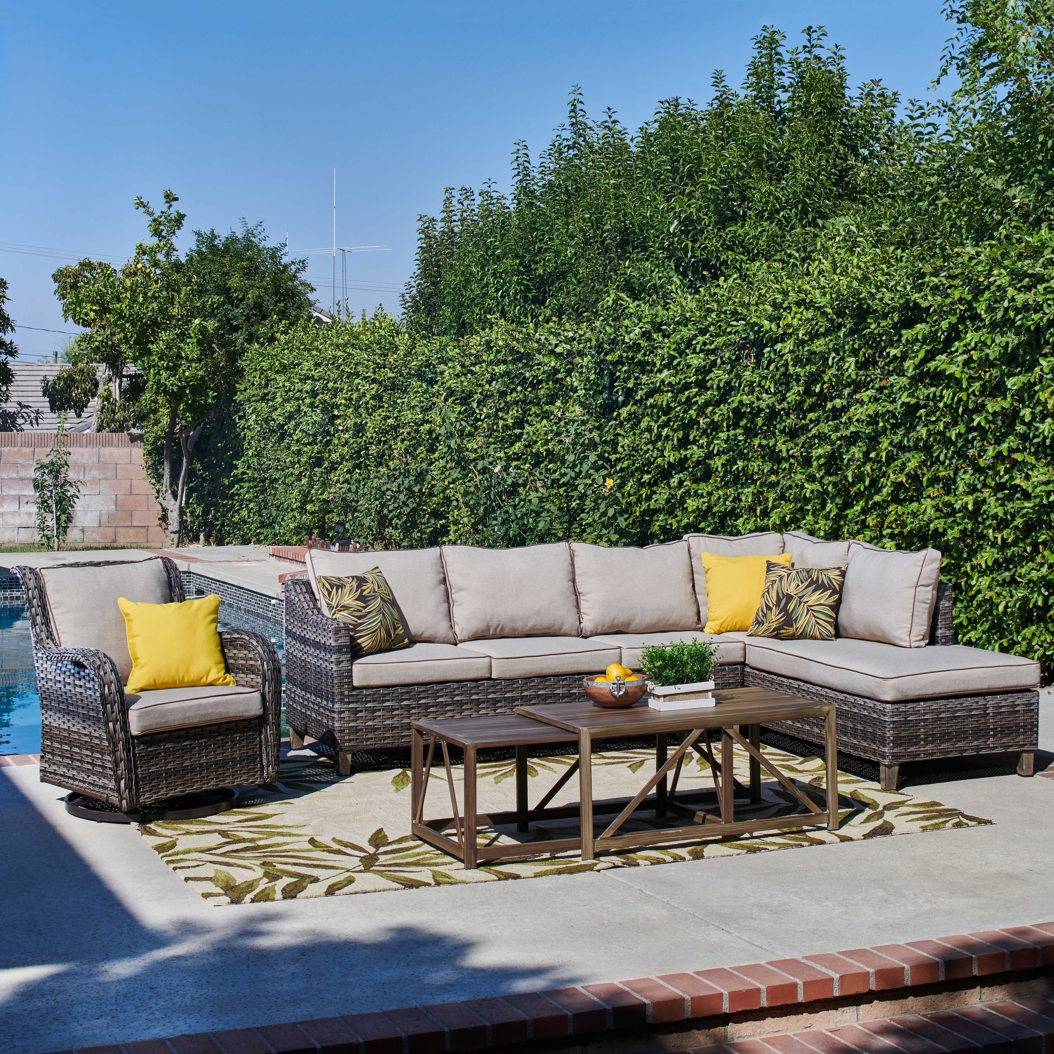 Dahlia 5 Piece Outdoor Wicker Seating Group Light Brown 5 Piece Outdoor Wicker Seating Group