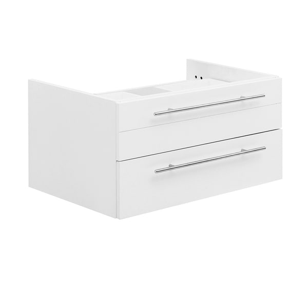 Fresca Lucera 30" White Wall Hung Vessel Sink Modern Bathroom Cabinet