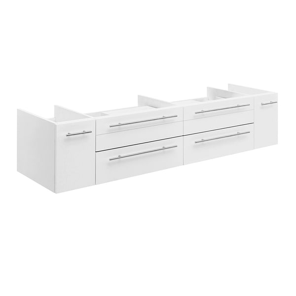 Fresca Lucera 72" White Wall Hung Double Vessel Sink Modern Bathroom Cabinet