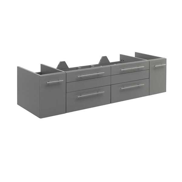 Fresca Lucera 60" Gray Wall Hung Single Undermount Sink Modern Bathroom Cabinet