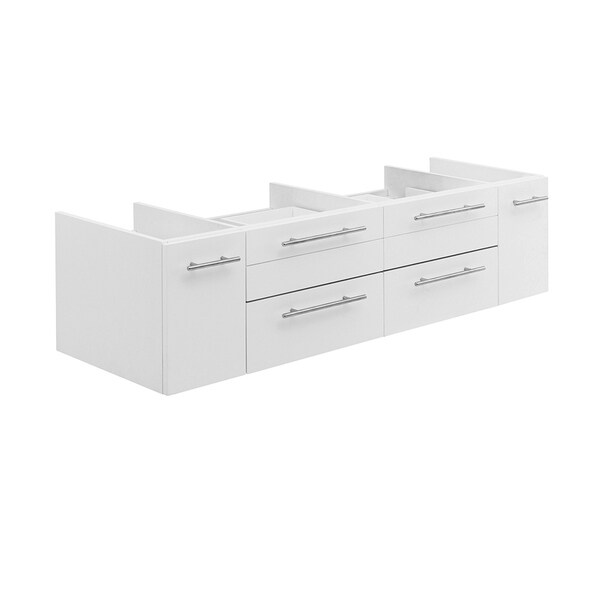 Fresca Lucera 60" White Wall Hung Double Vessel Sink Modern Bathroom Cabinet