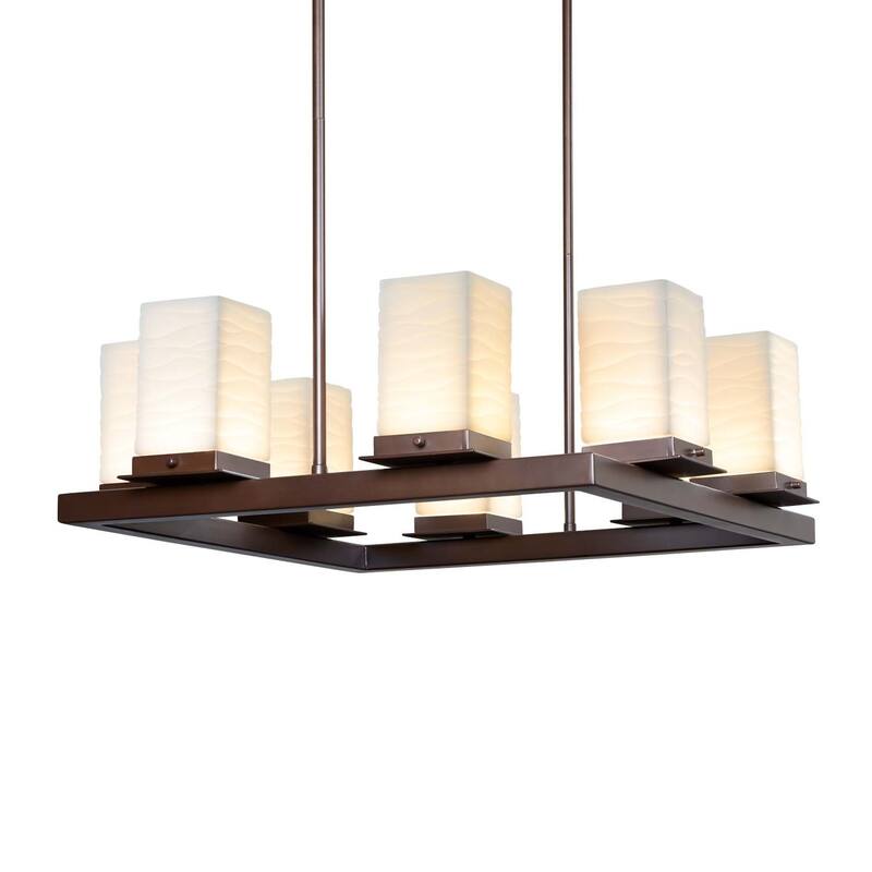 Justice Design Porcelina Laguna 8-light Dark Bronze LED Outdoor Chandelier, Waves Shade