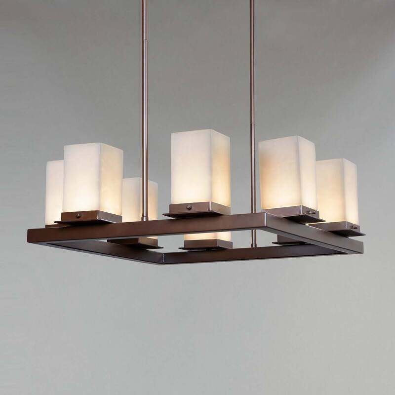 Copper Grove Susteren 8-light Dark Bronze LED Outdoor Chandelier with Cloud Shades