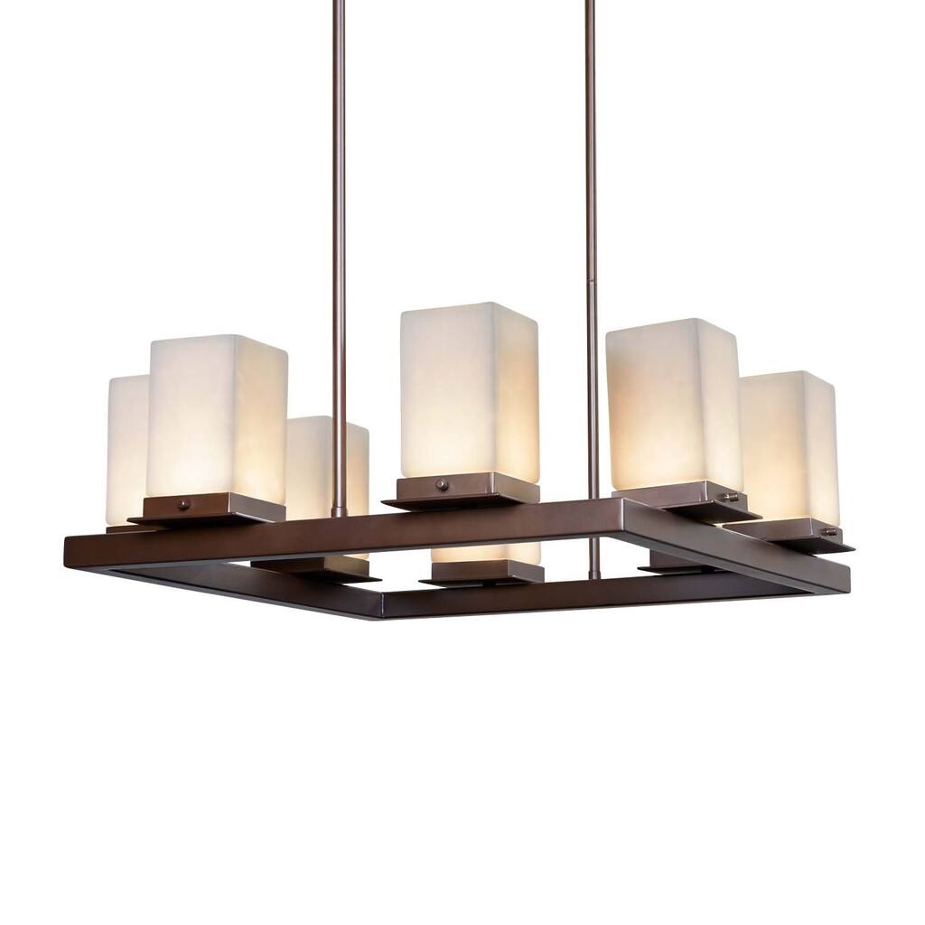 Copper Grove Susteren 8-light Dark Bronze LED Outdoor Chandelier with Cloud Shades