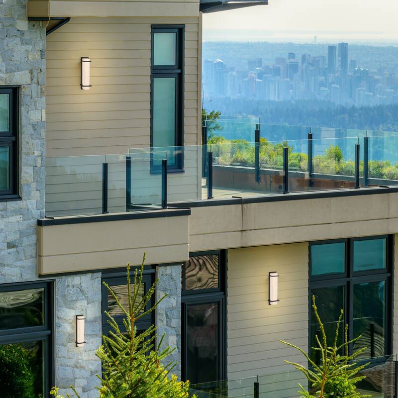 Justice Design Clouds Monolith 14-inch Matte Black LED Outdoor Wall Sconce, Clouds Shade - N/A