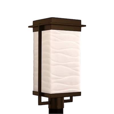 Justice Design Porcelina Pacific 1-light Dark Bronze LED Outdoor Post Light, Waves Shade