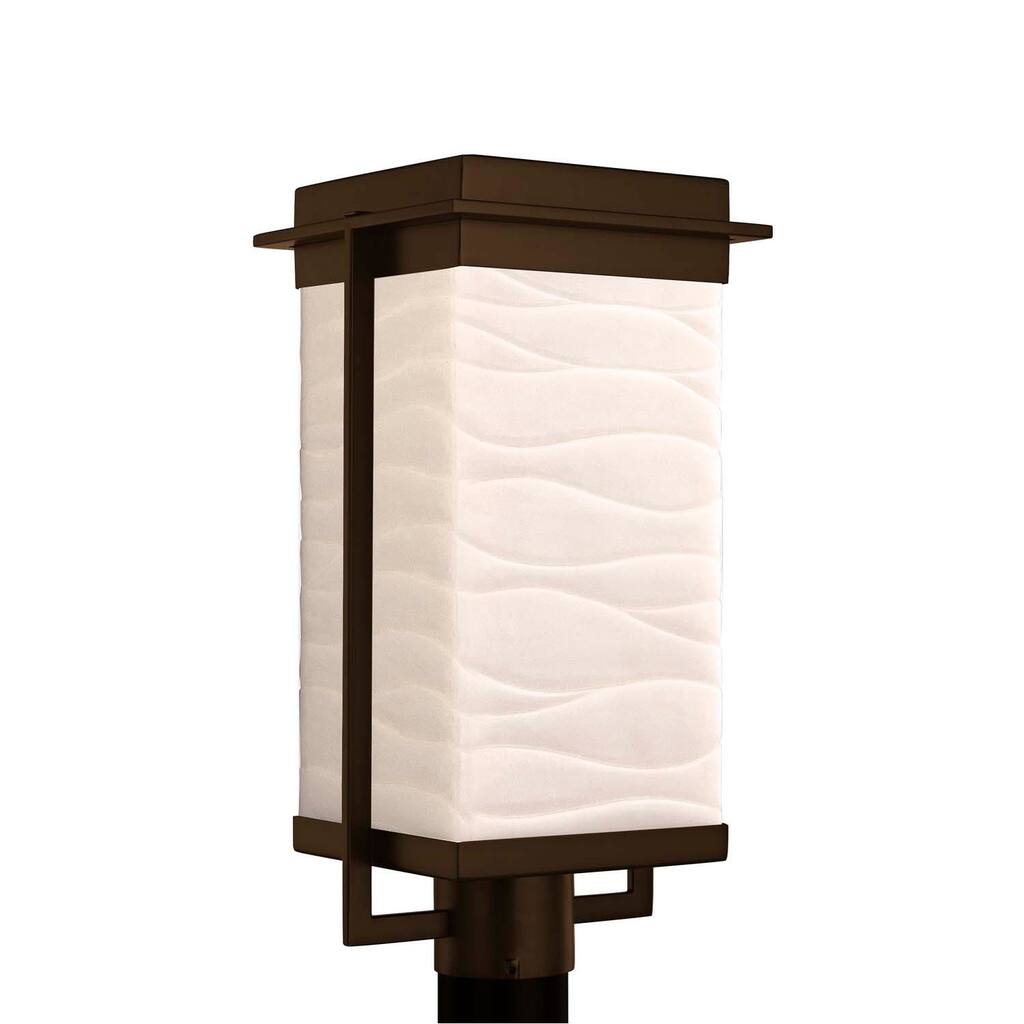 Justice Design Porcelina Pacific 1-light Dark Bronze LED Outdoor Post Light, Waves Shade