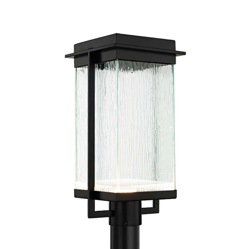 Justice Design Fusion Pacific 1-light Matte Black LED Outdoor Post Light, Rain Shade