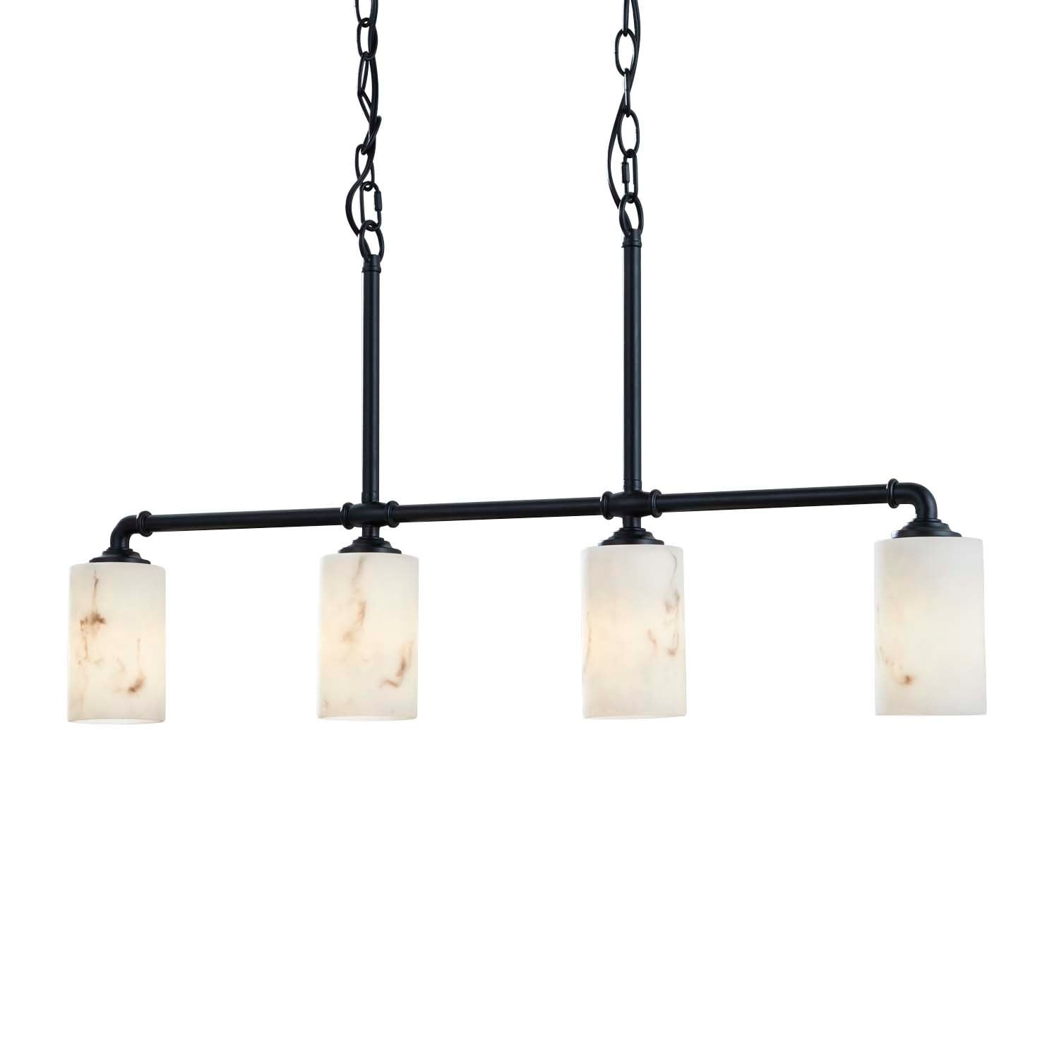 Justice Design Group LumenAria Bronx 4-light Matte Black Chandelier, Faux Alabaster Shade - Chandeliers For Bedrooms by Overstock.com