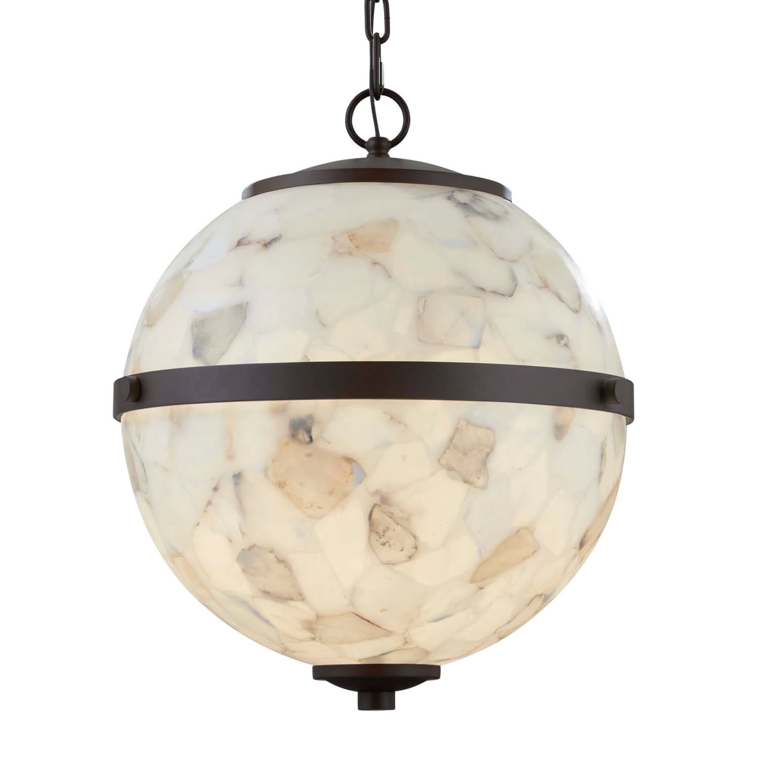 Alabaster Rocks! Imperial 6-light Dark Bronze LED Chandelier, Shaved Alabaster Rocks Shade - Chandeliers For Bedrooms by Overstock.com