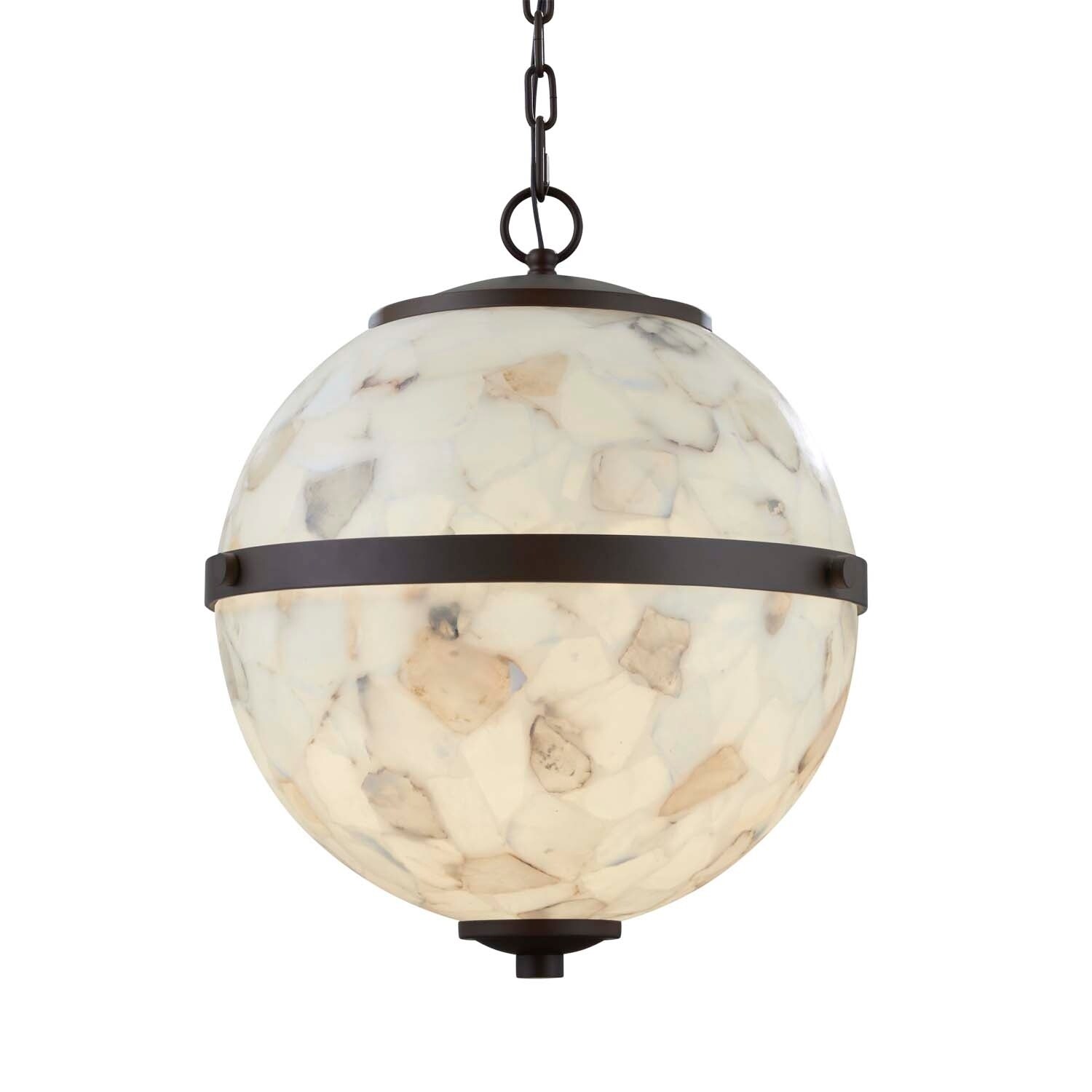 Alabaster Rocks! Imperial 3-light Dark Bronze LED Chandelier, Shaved Alabaster Rocks Shade - Chandeliers For Bedrooms by Overstock.com