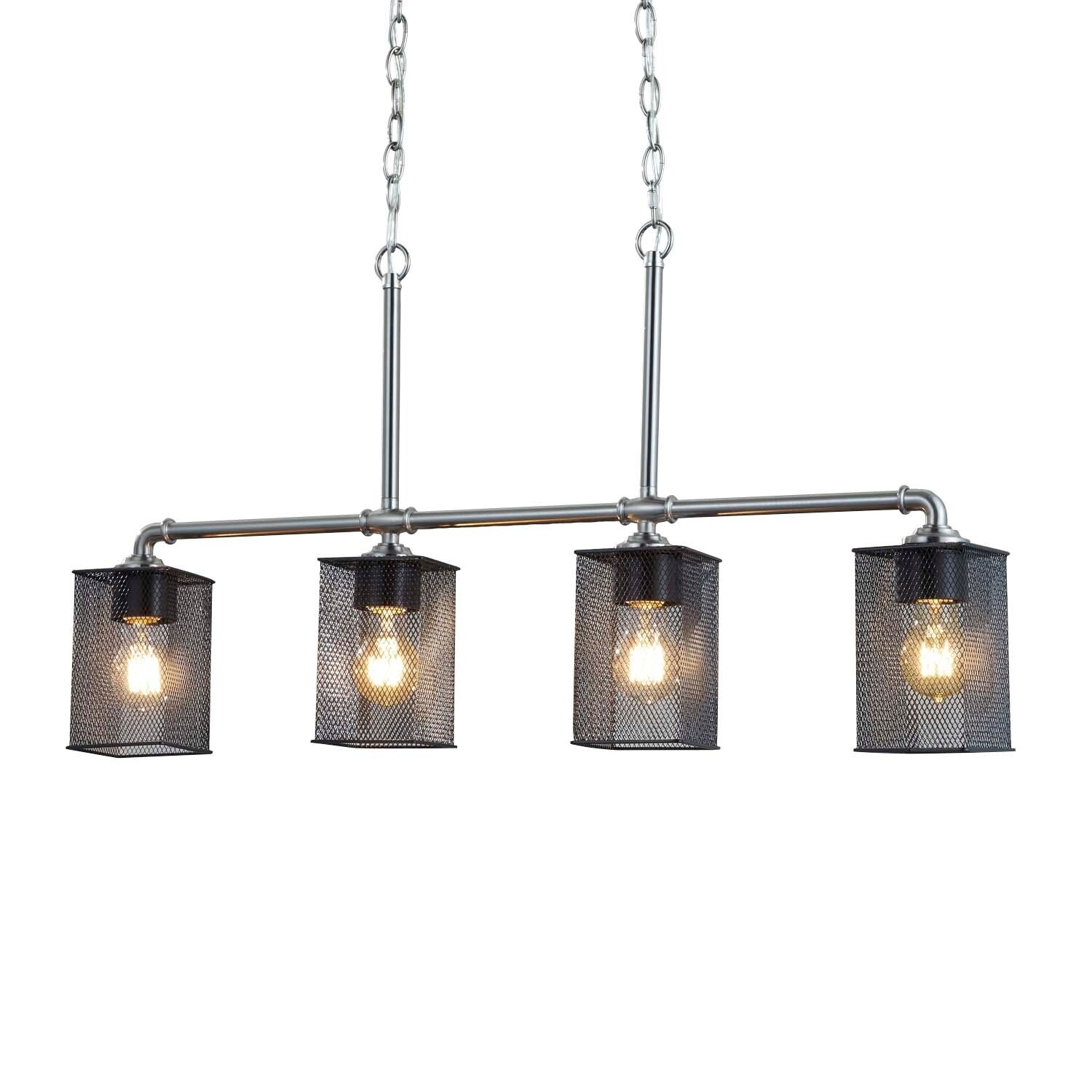 Justice Design Group Wire Mesh Bronx 4-light Brushed Nickel Chandelier - Chandeliers For Bedrooms by Overstock.com