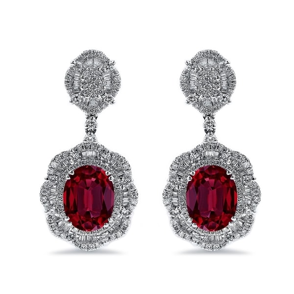 oval diamond drop earrings