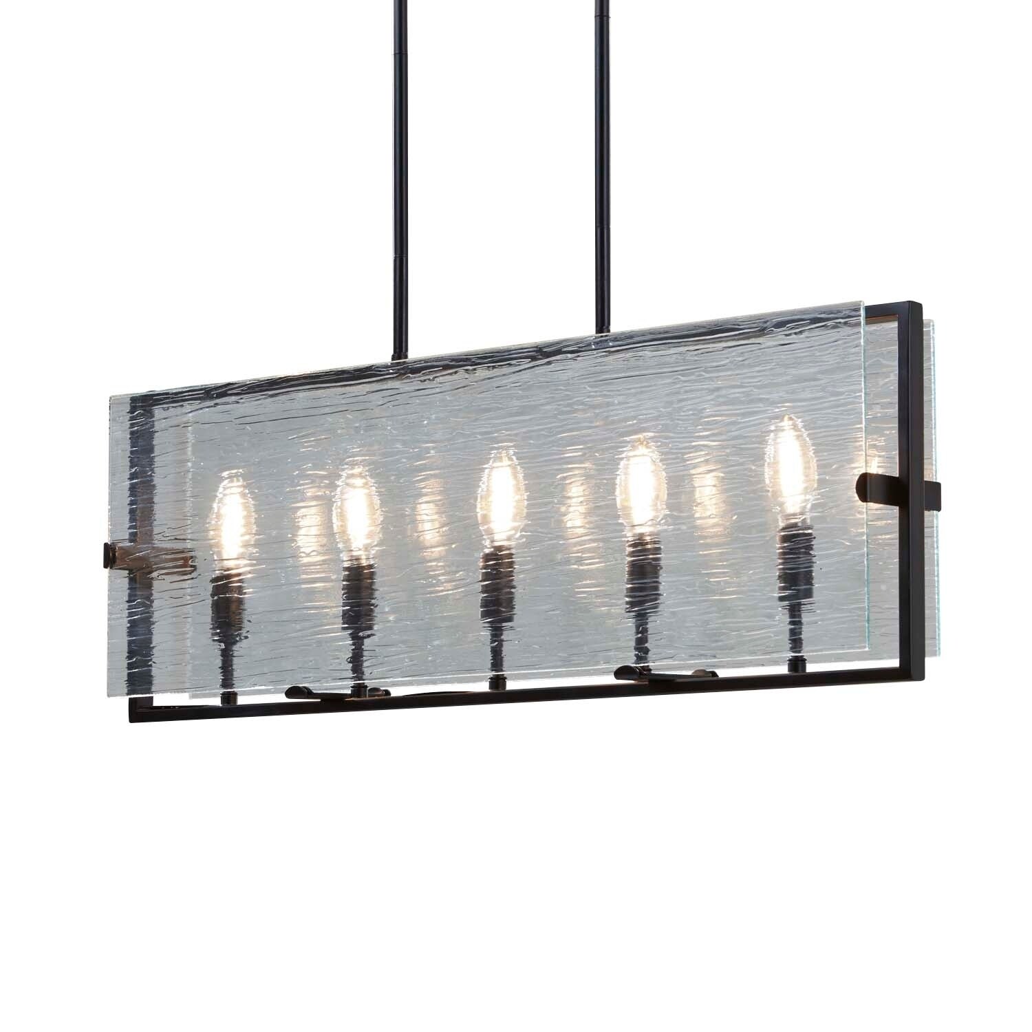 Justice Design Group Fusion Optic 5-light Matte Black Chandelier, Rain Shade - Chandeliers For Bedrooms by Overstock.com