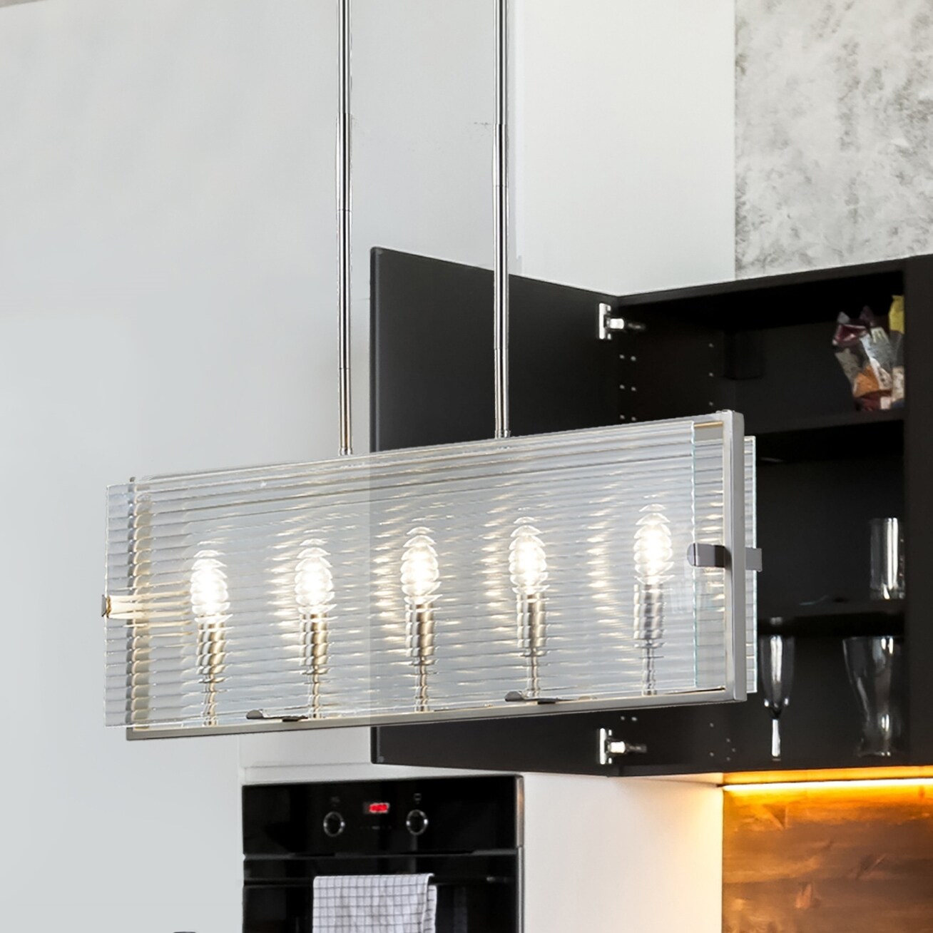 Justice Design Group Fusion Optic 5-light Brushed Nickel Chandelier, Fluted Shade - Chandeliers For Bedrooms by Overstock.com