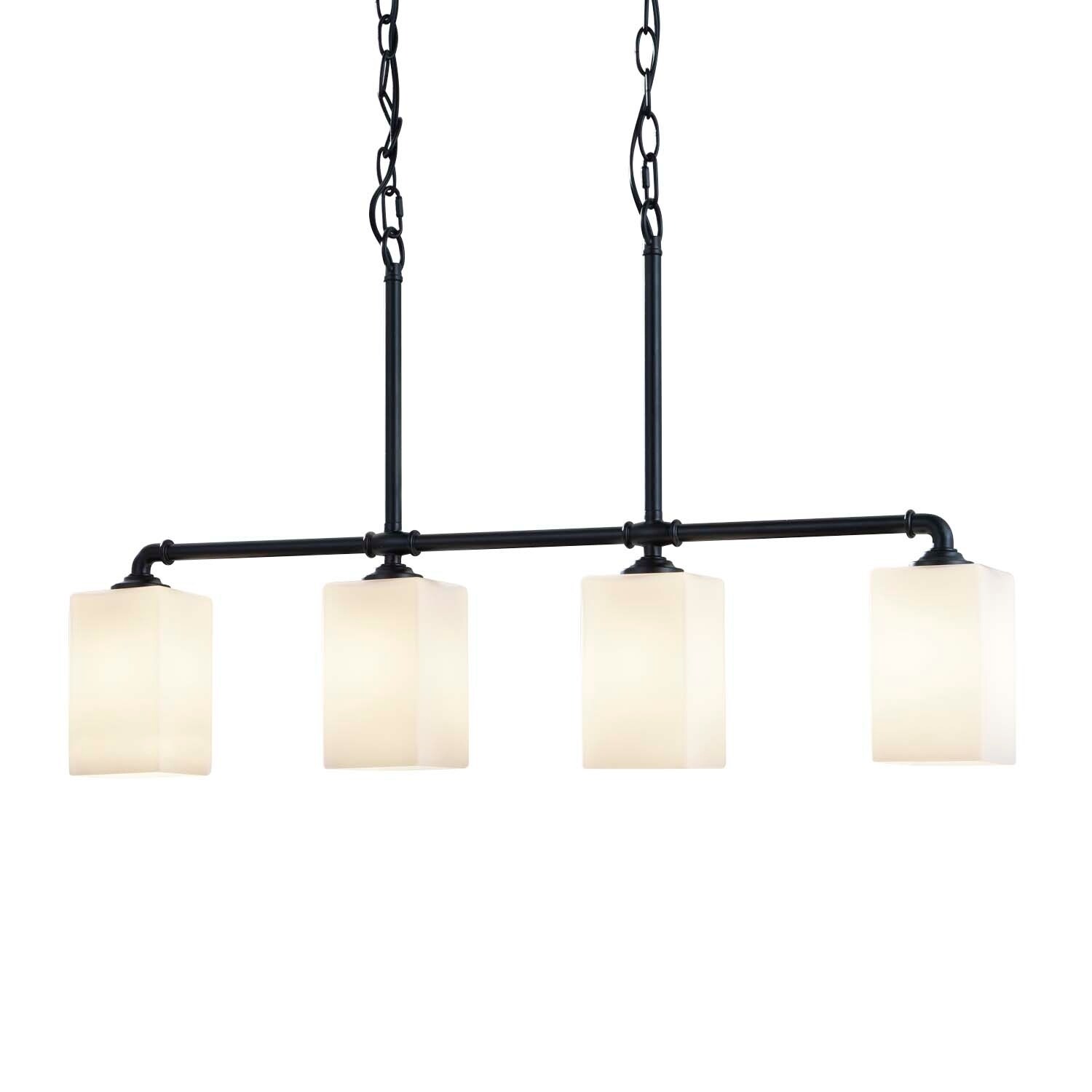 Justice Design Group Fusion Bronx 4-light Matte Black Chandelier, Opal Shade - Chandeliers For Bedrooms by Overstock.com