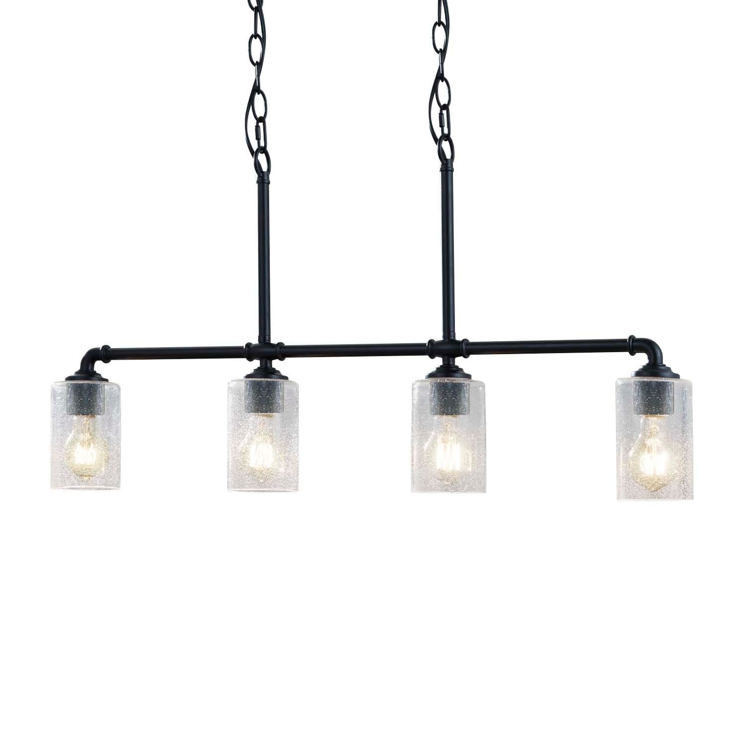 Justice Design Group Fusion Bronx 4-light Matte Black Chandelier, Seeded Shade - Chandeliers For Bedrooms by Overstock.com
