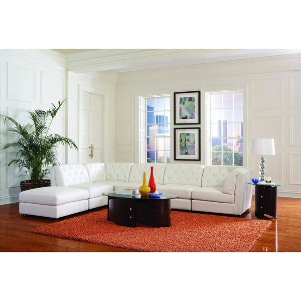 Quinn Tufted 6-Piece Transitional Sectional Set, White - 142" x 109" x 32"