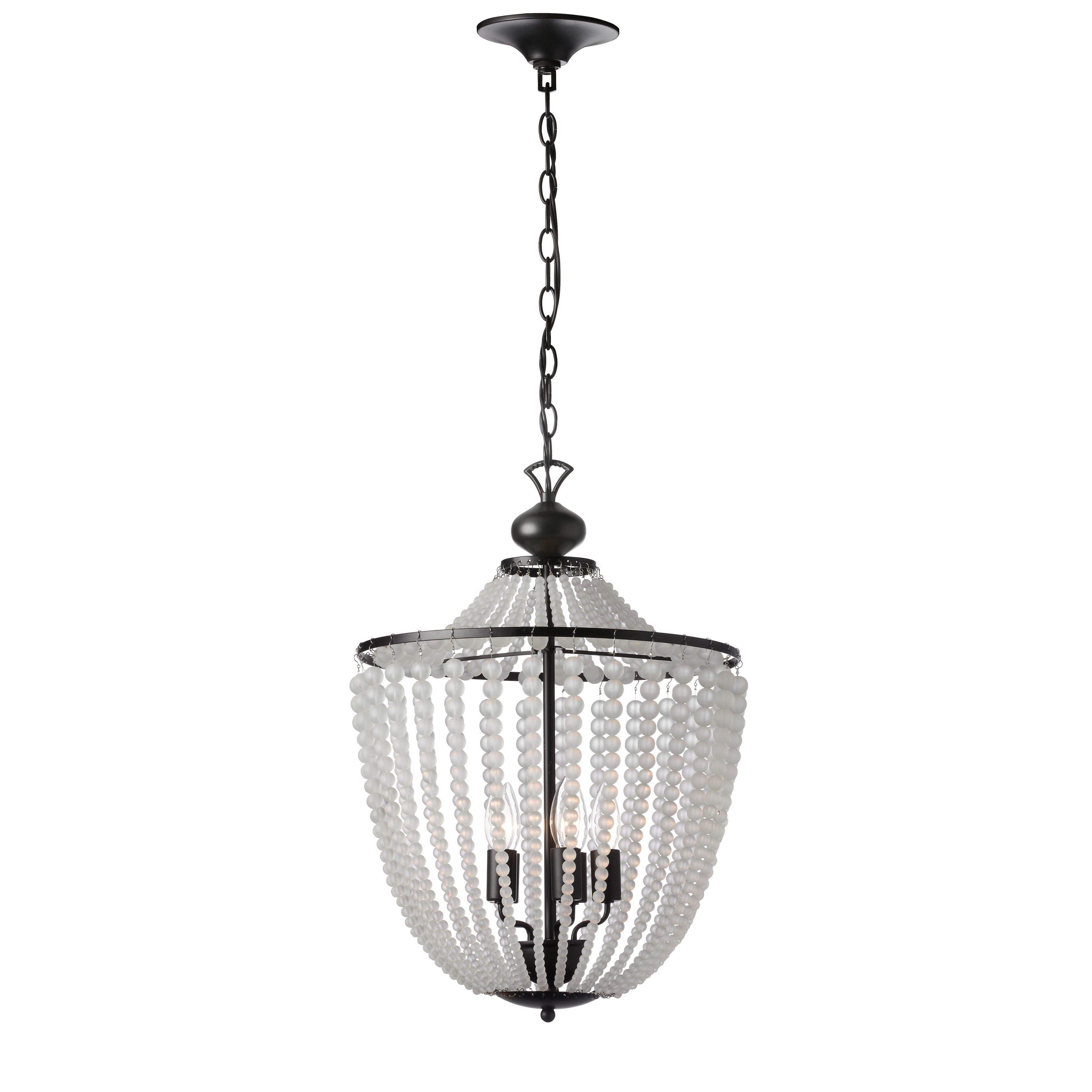 5LT Incan Chandelier Matte Black w/ Frosted Beads - Chandeliers For Bedrooms by Overstock.com