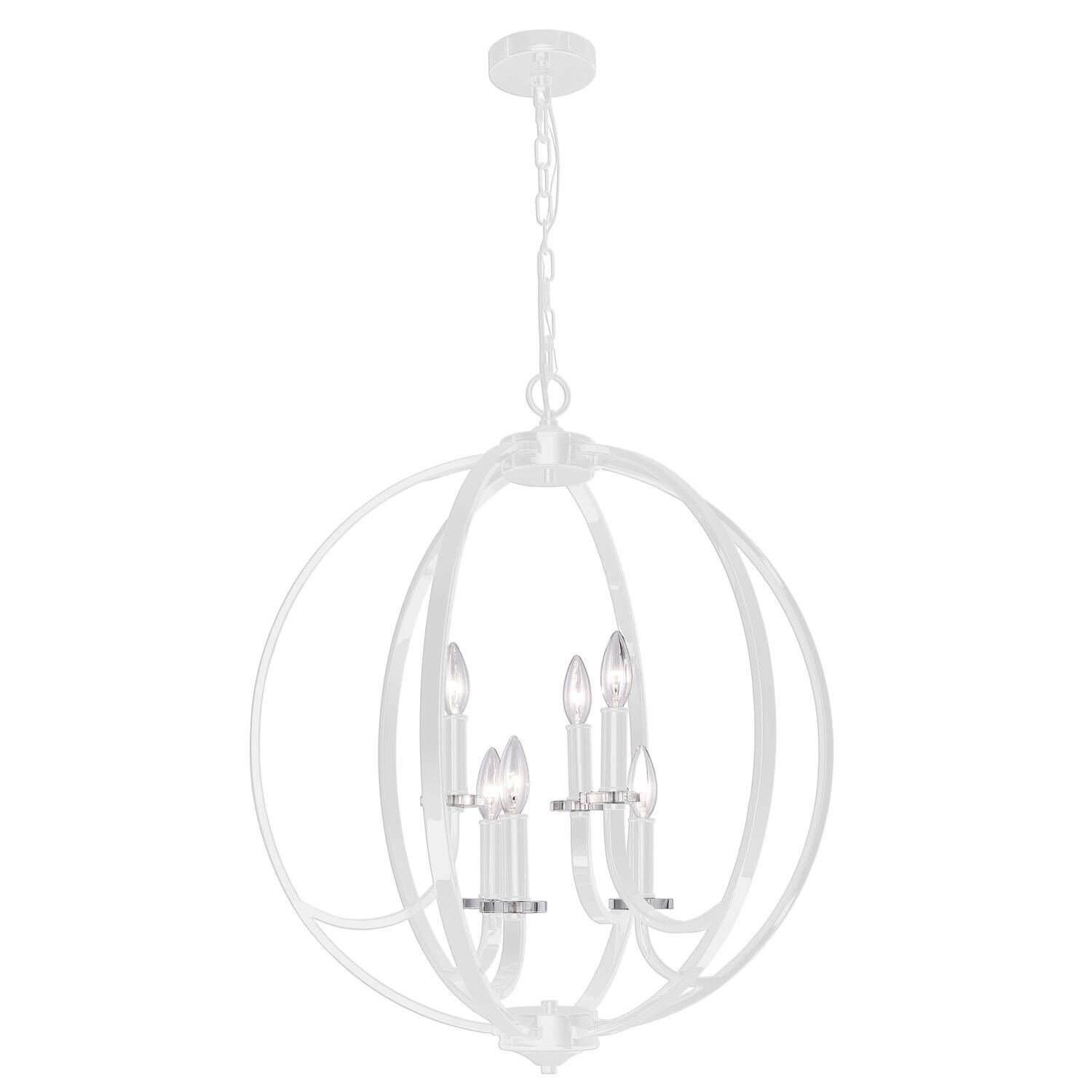 6LT Incandescent Chandelier, Matte White Finish - Chandeliers For Bedrooms by Overstock.com
