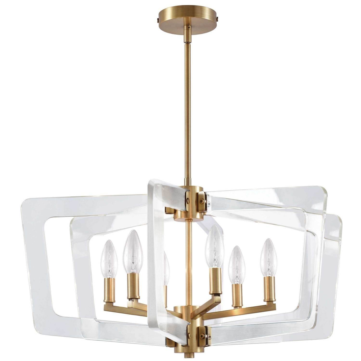 6LT Incan Chandelier,Aged Brass, Acrylic Arms - Chandeliers For Bedrooms by Overstock.com