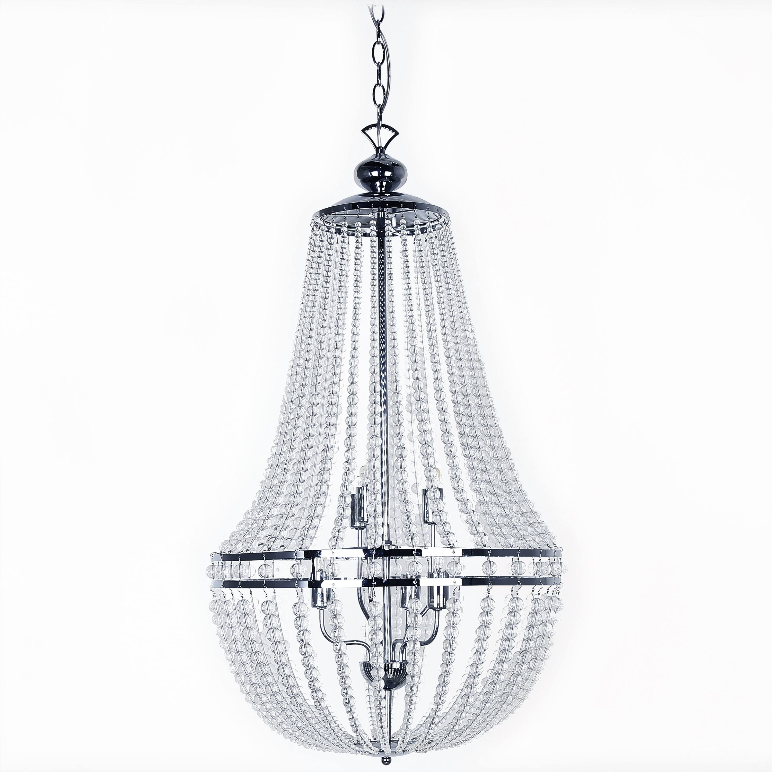 6LT Incandescent Chandelier PC w/Clr Glass Beads - Chandeliers For Bedrooms by Overstock.com