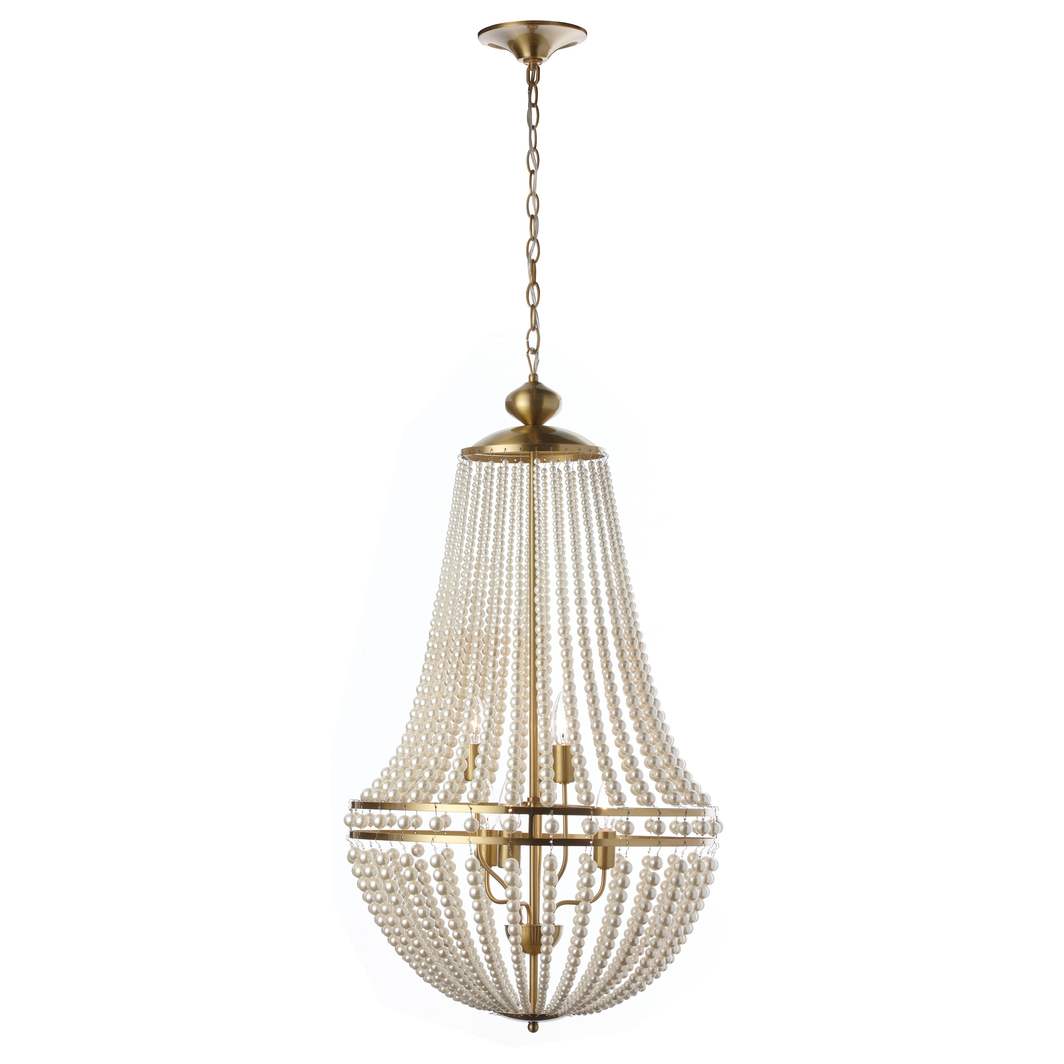6LT Incandescent Chandelier Aged Brass w/ Pearls - Chandeliers For Bedrooms by Overstock.com